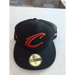 New Era 59Fifty NBA CLEVELAND CAVALIERS Hat Black Red Cap Size 7 5/8 NEW
